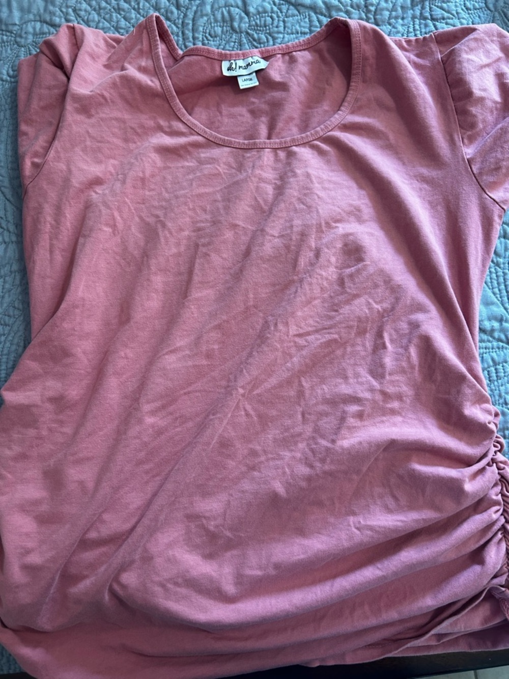 Women’s maternity  Rose Pink Scoop Neck Ruched Side Tee
